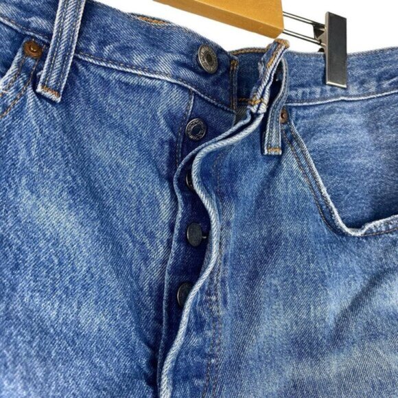 Levis Womens 501 Original High Rise Destroyed Cut Off Blue Jean Shorts US 31 - Picture 8 of 15